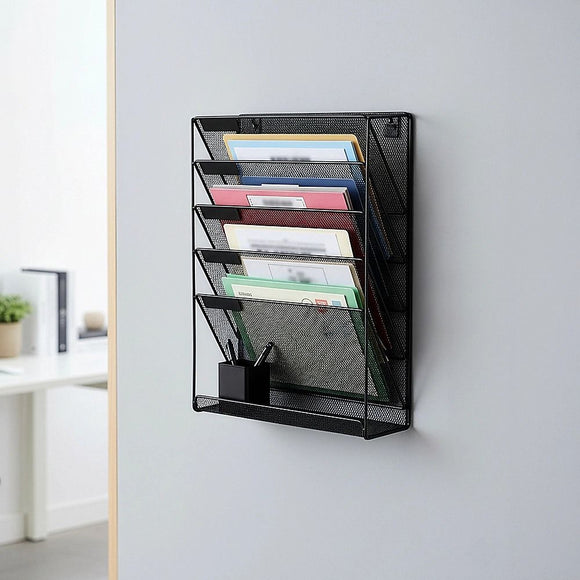 Wall Mount 6 Pocket Hanging File Sorter Organizer Folder Holder Rack Storage