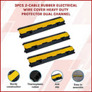 3pcs 2-Cable Rubber Electrical Wire Cover Heavy Duty Protector Dual Channel-6