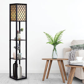 Shelf Floor Lamp - Shade Diffused Light Source with Open-Box Shelves - 0