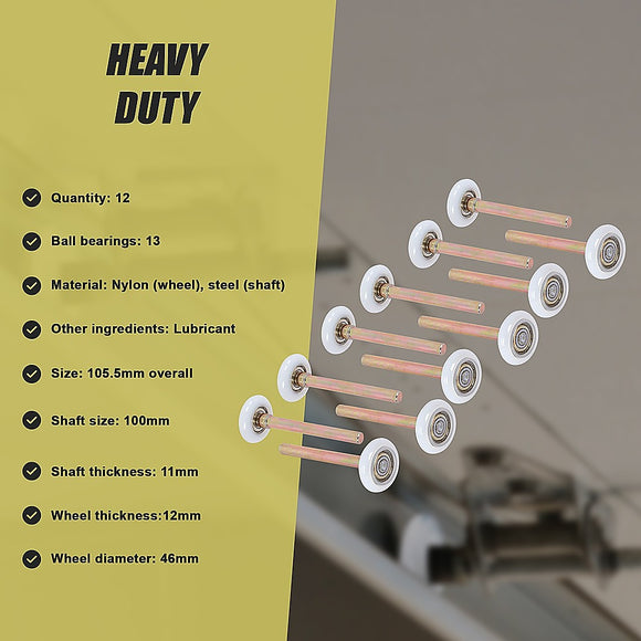 Garage Door Roller / Wheel / Heavy-duty 13 Ball Bearing 12 Pack