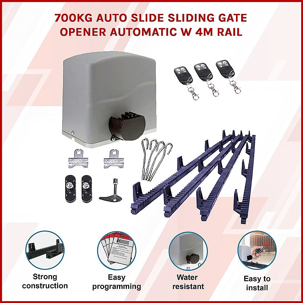 700KG Auto Slide Sliding Gate Opener Automatic w 4m Rail