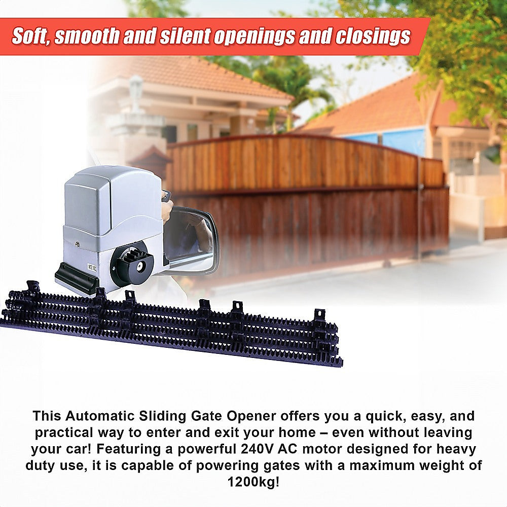 1200KG Auto Slide Sliding Gate Opener Automatic w 4m Rail