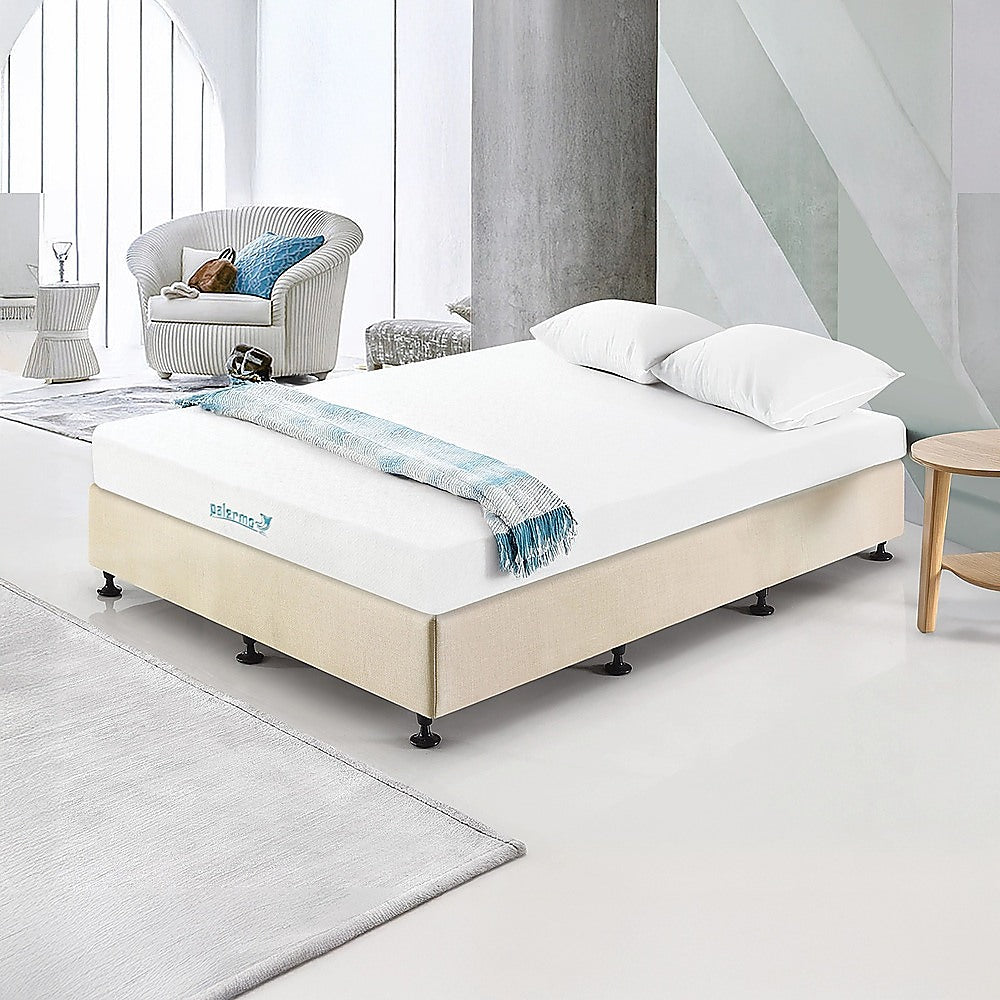 Palermo Queen Ensemble Bed Base Platinum Natural Sand Linen Fabric