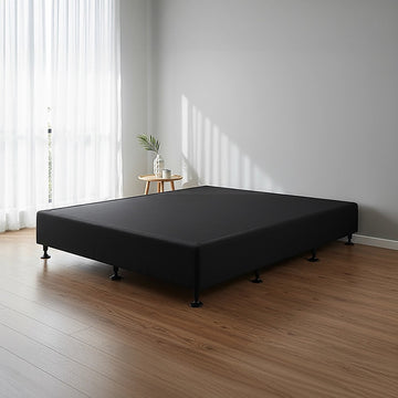 Palermo Queen Ensemble Bed Base Midnight Black Linen Fabric - 0