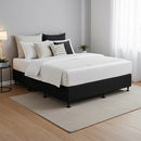 Palermo Queen Ensemble Bed Base Midnight Black Linen Fabric-5