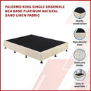Palermo King Single Ensemble Bed Base Platinum Natural Sand Linen Fabric-3