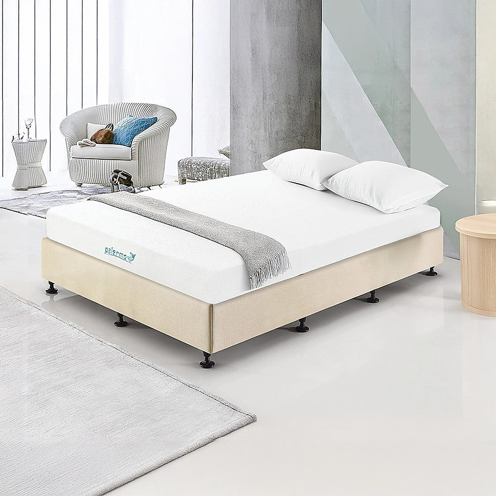 Palermo King Single Ensemble Bed Base Platinum Natural Sand Linen Fabric