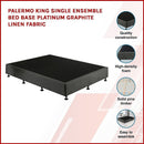 Palermo King Single Ensemble Bed Base Platinum Graphite Linen Fabric-3