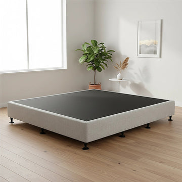 Palermo King Ensemble Bed Base Platinum Light Grey Linen Fabric - 0