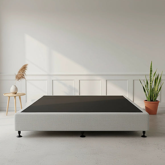 Palermo King Ensemble Bed Base Platinum Light Grey Linen Fabric
