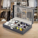 6+3 Grid Watch Sunglass Eyeglasses Display Box Case Storage Organizer PU Leather-1