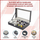 6+3 Grid Watch Sunglass Eyeglasses Display Box Case Storage Organizer PU Leather-3