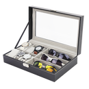 6+3 Grid Watch Sunglass Eyeglasses Display Box Case Storage Organizer PU Leather-5