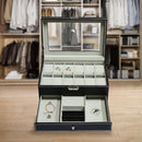 12 Grids Watch Display Case Leather jewellery Storage Box Organiser Lock Key-2
