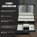 12 Grids Watch Display Case Leather jewellery Storage Box Organiser Lock Key-3