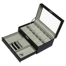 12 Grids Watch Display Case Leather jewellery Storage Box Organiser Lock Key-4
