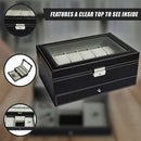 12 Grids Watch Display Case Leather jewellery Storage Box Organiser Lock Key-5
