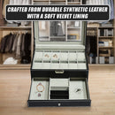 12 Grids Watch Display Case Leather jewellery Storage Box Organiser Lock Key-9