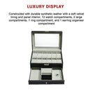 12 Grids Watch Display Case Leather jewellery Storage Box Organiser Lock Key-11