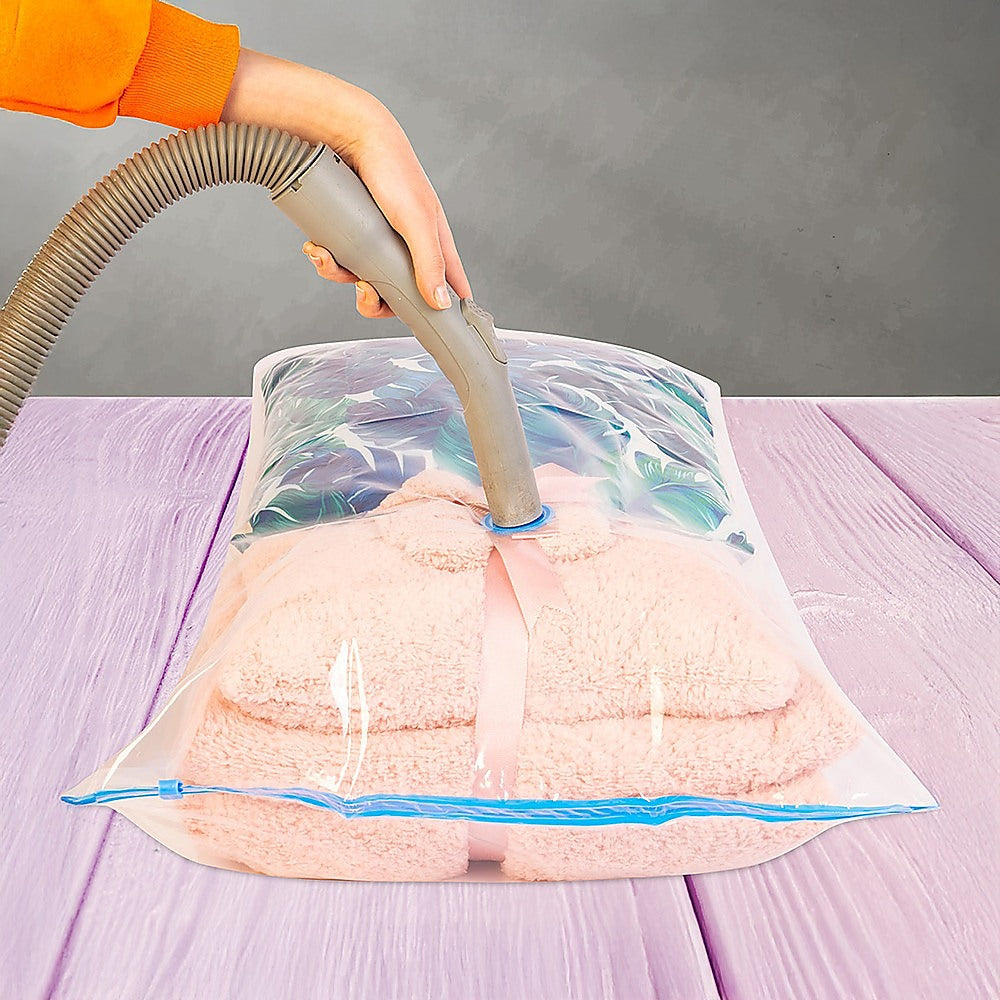 Vacuum Bags Clothes Sealed Clothing Bag Travel Compact Storage Space Saver x12 - 0