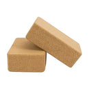 2 x Cork Yoga Block Set Natural Exercise Brick Support for Balance, Stretching and Stability-1