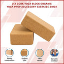 2 x Cork Yoga Block Organic Yoga Prop Accessory Exercise Brick-3