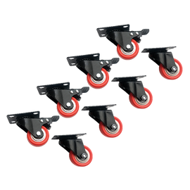8 x 2" Polyurethane Castor Wheels - Swivel and 4 with brake