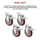 4 X 5" Heavy Duty 400kg Swivel Castor Wheels Trolley Furniture Caster All Brake-11