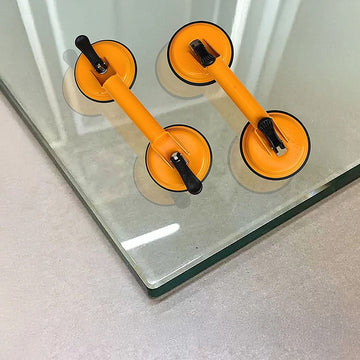 2x 100kg Aluminum Alloy Double Locking Suction Cup Glazer Glass Sucker Lifter - 0