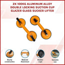 2x 100kg Aluminum Alloy Double Locking Suction Cup Glazer Glass Sucker Lifter-6