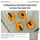 2x 100kg Aluminum Alloy Double Locking Suction Cup Glazer Glass Sucker Lifter-7