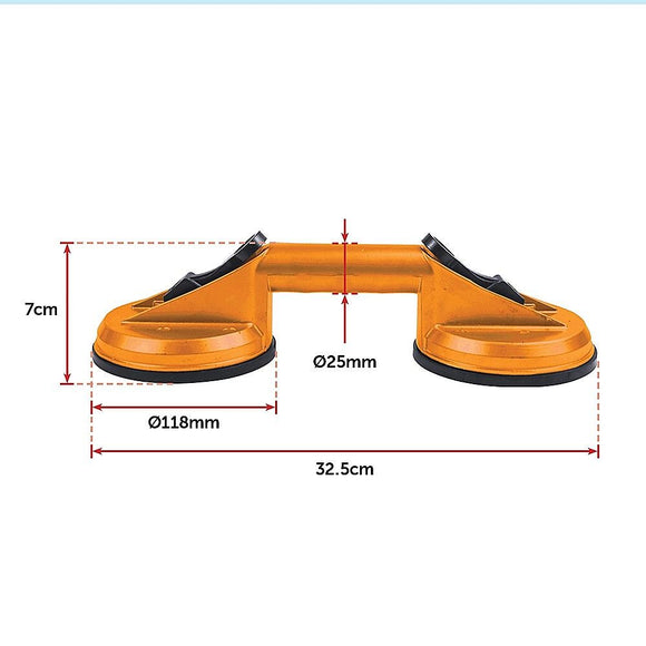 2x 100kg Aluminum Alloy Double Locking Suction Cup Glazer Glass Sucker Lifter