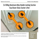 2x 100kg Aluminum Alloy Double Locking Suction Cup Glazer Glass Sucker Lifter-8