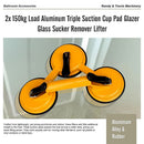 2x 150kg Load Aluminum Triple Suction Cup Pad Glazer Glass Sucker Remover Lifter-7