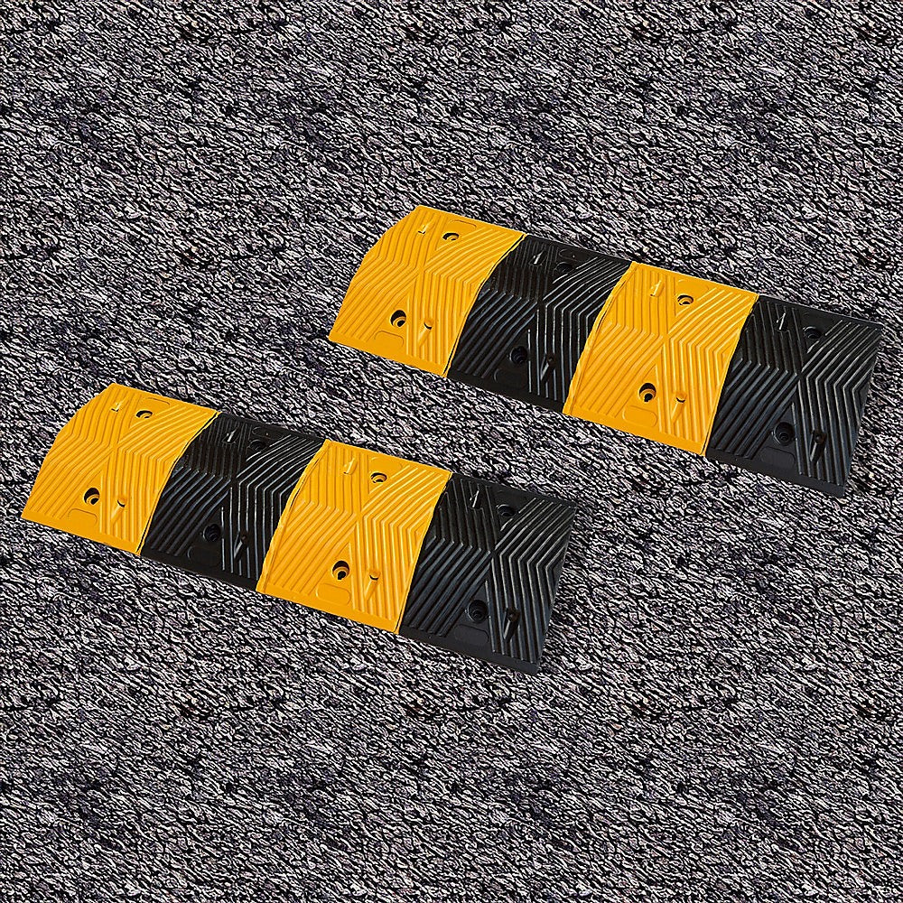 Pair of 1m Long 60T Load Rubber Speed Bump Hump Modular Speed Humps Road Hump