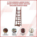 5 Tier Wooden Ladder Shelf Stand Storage Book Shelves Shelving Display Rack-2