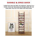 5 Tier Wooden Ladder Shelf Stand Storage Book Shelves Shelving Display Rack-11