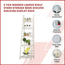5 Tier Wooden Ladder Shelf Stand Storage Book Shelves Shelving Display Rack-3