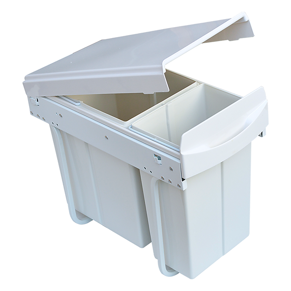 Pull Out Bin Kitchen Double Dual Slide Garbage Rubbish Waste 10L+20L