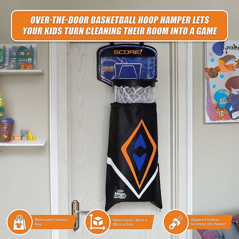 Hamper Basketball Laundry Hoop Hanging Clothes Basket Storage Kids Fun Door Bag