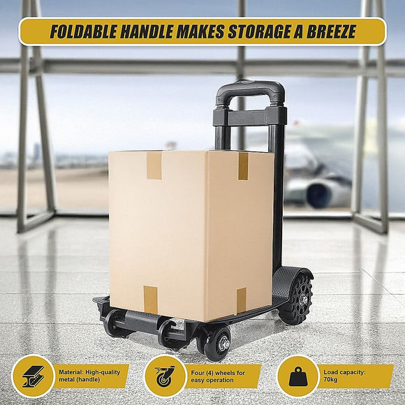 Portable Cart Folding Dolly Push Truck Hand Collapsible Trolley Luggage 70Kg