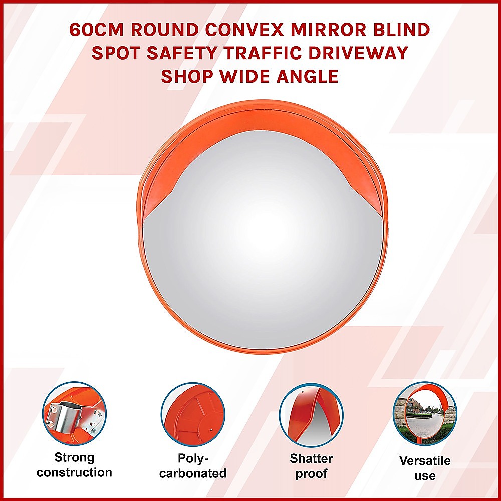 60cm Round Convex Mirror Blind Spot Safety Traffic Driveway Shop Wide Angle