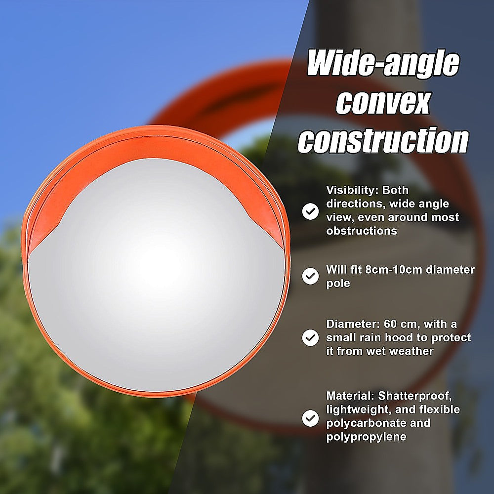 60cm Round Convex Mirror Blind Spot Safety Traffic Driveway Shop Wide Angle