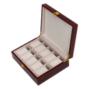 10 Grids Wooden Watch Case Glass Jewellery Storage Holder Box Wood Display-1
