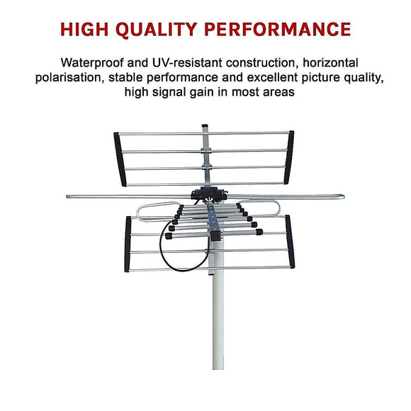 Digital TV Outdoor Antenna Aerial UHF VHF FM Signal Booster HD