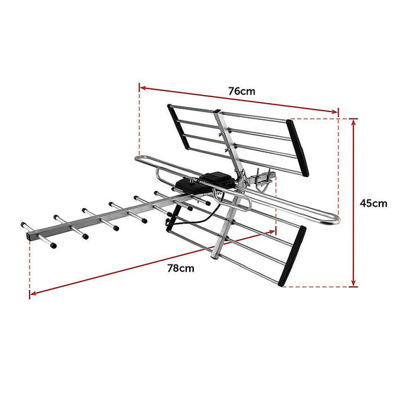 Digital TV Outdoor Antenna Aerial UHF VHF FM Signal Booster HD
