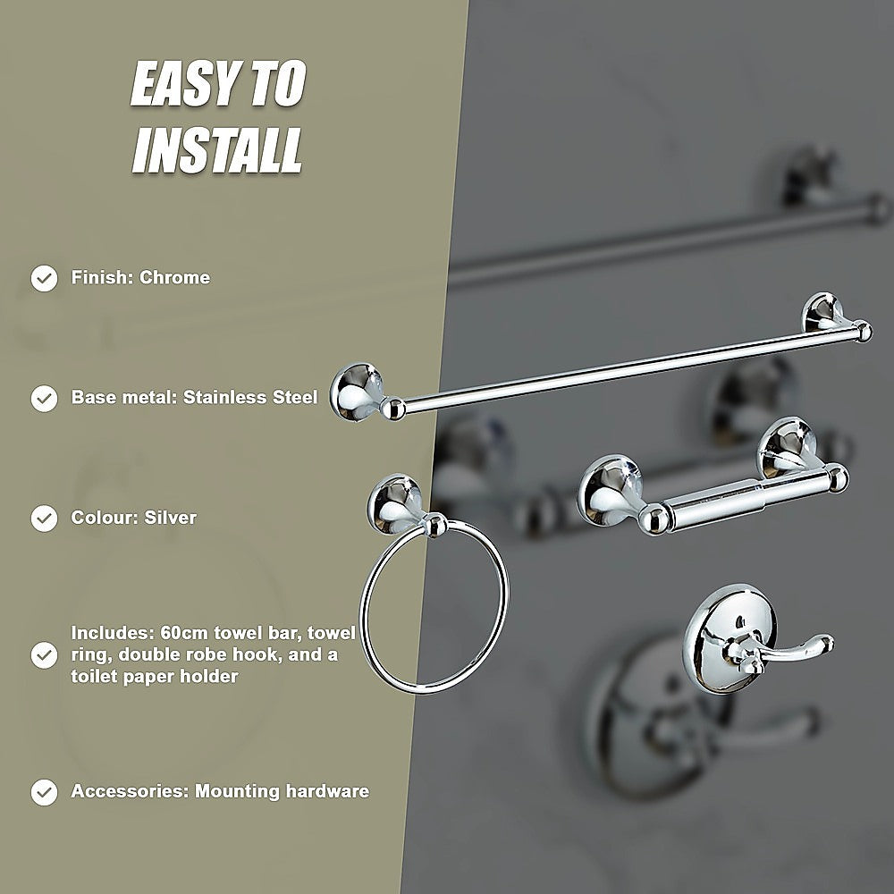 4 Piece Towel Bar Set Bath Accessories Bathroom Hardware