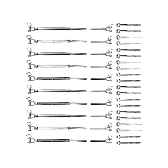 Stainless Steel Wire Rope Balustrade DIY Kit Jaw Swage Fork Turnbuckle 10 Pack For Secure Cable Railing Systems