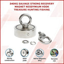 340Kg Salvage Strong Recovery Magnet Neodymium Hook Treasure Hunting Fishing-3
