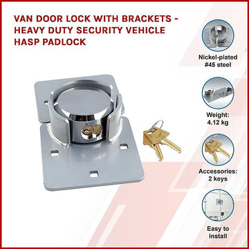 Heavy Duty Van Door Lock With Brackets Security Hasp Padlock For Vehicle Cargo Protection - 0
